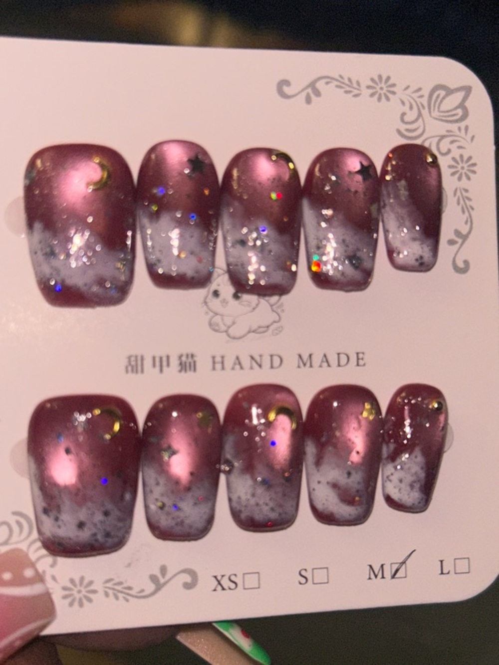Handmade Glitter Ombre Press-On Nails - Pink and White